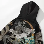 Makuluya Hoodies Yokosuka Black Dragon Phoenix Suzaku Pattern Embroidered Pullover Sakura - AliExpress - Image 5