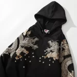 Makuluya Hoodies Yokosuka Black Dragon Phoenix Suzaku Pattern Embroidered Pullover Sakura - AliExpress - Image 4