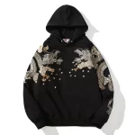 Makuluya Hoodies Yokosuka Black Dragon Phoenix Suzaku Pattern Embroidered Pullover Sakura - AliExpress - Image 3