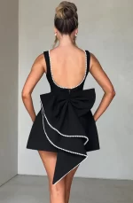 Elegant Pearl Bow Backless Sexy Mini Dress Women's Luxury Party Short Dresses White Black Pink Birthday Evening Wedding Summer - AliExpress 200000345 - Image 3