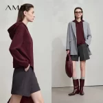 AMII Minimalist Women Hoodie Cotton 2025 Autumn Streetwear Sweatshirts Letter Embroidery Loose Hoodies Casual Pullover 12543134 - AliExpress - Image 4