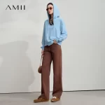 AMII Minimalist Women Hoodie Cotton 2025 Autumn Streetwear Sweatshirts Letter Embroidery Loose Hoodies Casual Pullover 12543134 - AliExpress - Image 2