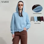 AMII Minimalist Women Hoodie Cotton 2025 Autumn Streetwear Sweatshirts Letter Embroidery Loose Hoodies Casual Pullover 12543134 - AliExpress