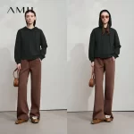 AMII Minimalist Women Hoodie Cotton 2025 Autumn Streetwear Sweatshirts Letter Embroidery Loose Hoodies Casual Pullover 12543134 - AliExpress - Image 3