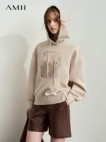 AMII Minimalist Hoodies for Women 2025 Autumn Art Print Letter Drop Sleeve Hooded Female Loose Streetwear Pullover 12413019 - AliExpress
