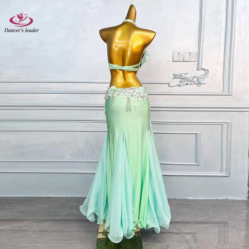 Saf7c455ad5934ebeb276f50376a1fac8R.webp Belly Dance Adult Dress With Rhinestones, High-End Mint Green Bra, Hip Hugging Long Skirt, Samba Women'S Professional Clothing - AliExpress 200000532 - Image 1