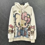 2025 Autumn Winter New Sweet Age-Reducing Cartoon Hooded Sweatshirt For Women's Loose Casual Top Long Sleeved Lace-up Sudaderas - AliExpress - Image 2