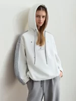 Amii Drawstring Hooded Splicing Imitation Lamb Wool Sweatshirt Embroidered 2024 Winter Women's Loose Thermal Tops 12444131 - AliExpress - Image 3