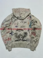 SAINT Rhinestone BORN RAISED Hoodie Men Women 1:1 High Quality Vintage Full Print Graffiti Print Pullovers - AliExpress - Image 2