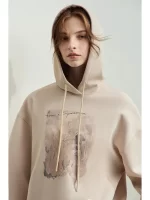 AMII Minimalist Hoodies for Women 2025 Autumn Art Print Letter Drop Sleeve Hooded Female Loose Streetwear Pullover 12413019 - AliExpress - Image 2