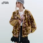 ELFSACK 2025 Spring New Arrivals Retro Elegant Velvet Short Jacket Neo-Chinese Style Goldfish Top - Image 4