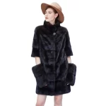 Ladies' casual mink fur coat, warm in winter, fashionable, detachable bottom, three in one jacket - Image 2