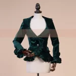 woman jacket spring autumn 2016 vintage Gothic costume office cardigan coat Female Ruffled Bandage tops velveteen Suit jacket - Image 6