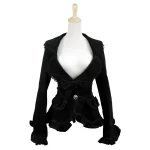 woman jacket spring autumn 2016 vintage Gothic costume office cardigan coat Female Ruffled Bandage tops velveteen Suit jacket - Image 2