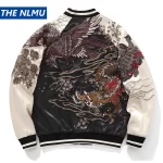 Japanese Sukajan Souvenir Jacket Streetwear 2025 Autumn Chinese Dragon Tiger Embroidered Jacket Loose Coat Varsity Jacket