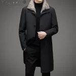 Tcyeek Natural Mink Fur Coat Winter Jacket Mid-length Men's Parka Warm Real Fur Coats 2025 Trench Coat Men Clothes Slim Fit - Image 2