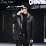 Tcyeek Real Fur Coat Men Mid-length Goatskin Genuine Leather Man Jackets Winter Clothes Warm Lamb Wool Mens Jacket 2025 Hooded - Image 6