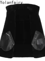 YOLANFAIRY Natural Sheep Fur Coat Man Winter Short Genuine Leather Jacket Men Sleeveless Casual Black Fur Vest Warm Waistcoat - Image 5