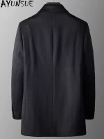 AYUNSUE 82% Wool Jackets Man 18% Cashmere Coat Mid-Length Winter Thickened Detachable White Goose Down Inner Liner Abrigo Mujer - Image 2