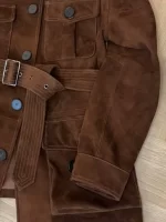 Designer Elegant Women Loose Reddish Brown Belt Jacket Turn Down Collar Single Breasted Outerwear Multi Pockets Female Retro - Image 5