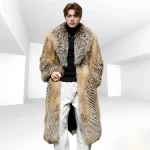 Men's Luxury Long Fox Fur Coat Real Fox Fur Jacket With Big Collar Furry Jacket Luxury Best Selling Natural Fur Coat
