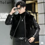 YOLANFAIRY Real Mink Fur Jacket Mens Genuine Leather Sheepskin Mens Clothing 90% Goose Down 10% Goose Feather Coat 2024 Winter - Image 2
