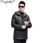 Tcyeek Real Fur Coat Men Mid-length Goatskin Genuine Leather Man Jackets Winter Clothes Warm Lamb Wool Mens Jacket 2025 Hooded - Image 5
