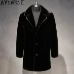 AYUNSUE Real Mink Fur Coat Mens Coats Winter Warm Parka Hombre Luxury Mid-length Mink Fur Jackets Men Manteau Homme Hiver SGG732 - Image 6
