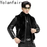 YOLANFAIRY Real Mink Fur Jacket Mens Genuine Leather Sheepskin Mens Clothing 90% Goose Down 10% Goose Feather Coat 2024 Winter - Image 3