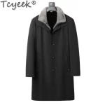 Tcyeek Natural Mink Fur Coat Winter Jacket Mid-length Men's Parka Warm Real Fur Coats 2025 Trench Coat Men Clothes Slim Fit
