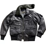 G1-style Shadow Navy Submarine Officer Baicha Xin Genuine Leather Jacket Detachable Wool Collar Cotton-Padded Warm Coat for Men - Image 2