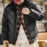 Maden Men's 90% White Duck Down Jacket Black Stand Collar Short Quilted Puffer Jacket Thermal Coat for Winter Streetwear - Image 2