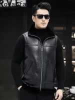 YOLANFAIRY Natural Sheep Fur Coat Man Winter Short Genuine Leather Jacket Men Sleeveless Casual Black Fur Vest Warm Waistcoat - Image 3