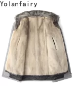 YOLANFAIRY High-end Natural Fur Parka Luxury 2025 Whole Mink Fur Liner Coat Men Warm Winter Clothing Mid-length Fur Coats Jacket - Image 2