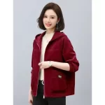 Add Velvet Corduroy Jacket Female Autumn Winter New Coat Large Size Outerwear Middle-Aged Korean Hooded Short Overcoat Women Top - Image 2