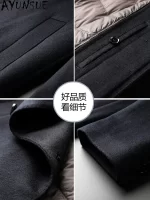 AYUNSUE 82% Wool Jackets Man 18% Cashmere Coat Mid-Length Winter Thickened Detachable White Goose Down Inner Liner Abrigo Mujer - Image 4
