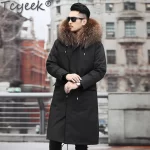 Tcyeek Fox Fur Lined Long Parka Real Fur Coat Winter Jackets for Men Clothing Coldproof Men's Coats Liner Detachable Streetwear - Image 3