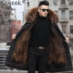 Tcyeek Fox Fur Lined Long Parka Real Fur Coat Winter Jackets for Men Clothing Coldproof Men's Coats Liner Detachable Streetwear - Image 2