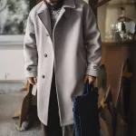 Maden Vintage Grey Balmacaan Jacket Men's German-Style Windproof Overcoat Mid-Length Warm Trench Coat for Fall Winter Commute - Image 3