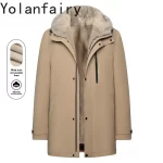 YOLANFAIRY Luxury 2025 Natural Fur Parkas Men Winter Detachable Mink Fur Liner Jacket for Man Warm Hooded Real Fur Coat High-end