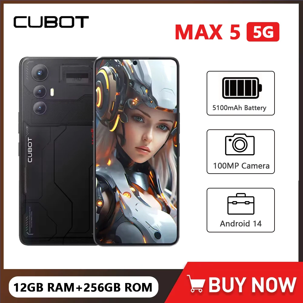 kf-A89e9d893de5d4a12912117b1e96d97adr CUBOT MAX 5 Ultra-thin 5G Smartphones 6.95Inch Screen Octa Core 12GB+256GB Android 14 Mobile Phone 5100mAh Battery Gaming Phone - Image 1