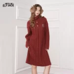 ELFSACK Women's Winter Sweater Dress Long Sleeve Turtleneck Vintage Cable Knit Loose Fit Romantic Pastoral Sweet