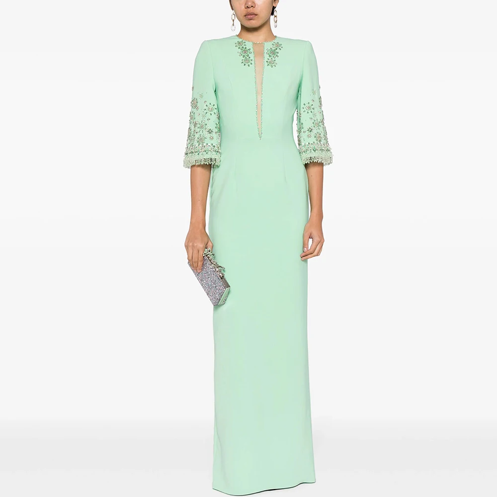 kf-Ac11af3af51d842a2b971e444df94fca7m Luxury Evening Dress Jersey Beading Rhinestone Long Beaded Evening Gowns Straight Jewel Long Dresses 2024 Women's Evening Gowns - Image 1