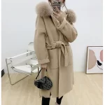 Cashmere Woolen Women Plus Size Coat Long Sleeve Real Fox Fur Hooded Loose Casual Jacket Double-Sided Wool Oversize Overcoat - Image 5