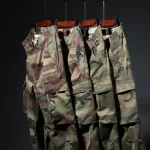 Men Cargo Camouflage Pants Loose Heavy Weight Cotton Washing Multi-Pocket Training Tractical Military Sport Slim Fit Trousers - Image 2