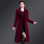 M-5XL New Women Wool Blends Long Coat Autumn Winter 2025 Fashion Lacing Sashes Slim Waist Woolen Jacket Slim Outerwear Female - Image 3