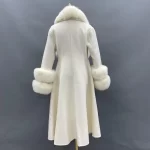 2022 New Arrival Women Wool Coat With Real Fox Fur Collar Cuff Slim Fit Elegant Belted Cashmere Long Coat Ladies Winter Coats - Image 3