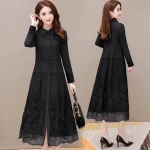 Women's Trench Coat Ladies Spring Autumn Lace Stitching Windbreaker Female Embroidered Dress Loose Fashion Long Coat - Image 3