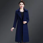 M-5XL New Women Wool Blends Long Coat Autumn Winter 2025 Fashion Lacing Sashes Slim Waist Woolen Jacket Slim Outerwear Female - Image 5