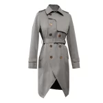 TWOTWINSTYLE Casual Irregular Trench For Women Lapel Long Sleeve High Waist Sashes Front Split Khaki Windbreaker Female 2020 New - Image 3